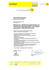 Daniel Giovane, Messpraxis "Wiederholungsprüfungen an elektrischen Betriebsmitteln" nach BGV A3 / DIN VDE 0701-0702