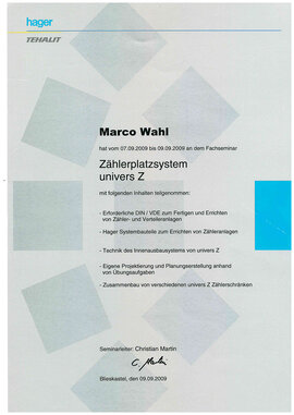 Marco Wahl, Zählerplatzsystem univers Z Marco Wahl, Zählerplatzsystem univers Z