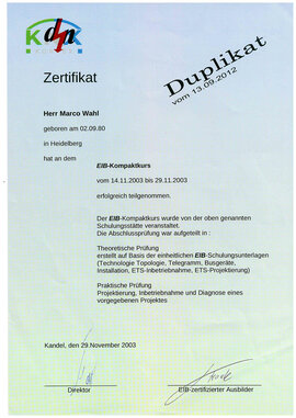 Marco Wahl, EIB-Kompaktkurs Marco Wahl, EIB-Kompaktkurs