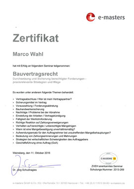 Marco Wahl, Bauvertragsrecht Marco Wahl, Bauvertragsrecht