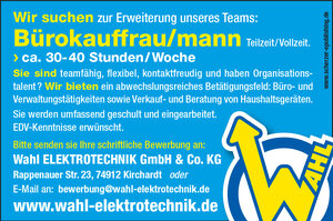 Bürokauffrau/mann Teilzeit /Vollzeit (ca. 30-40 Stunden/Woche)