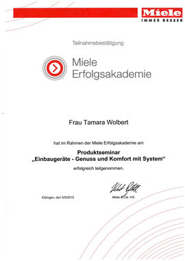 Tamara Wolbert, Produktseminar für Einbaugeräte Tamara Wolbert, Produktseminar für Einbaugeräte
