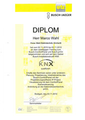 Marco Wahl, KNX Diplom